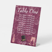 Bubbly Champagne & Elegant Top Hat Tischnummer Sockelschild (Vorderseite)