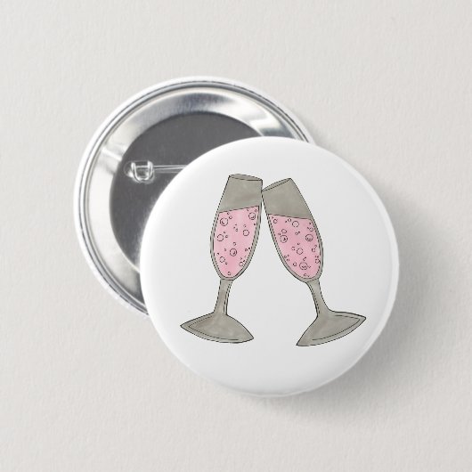 Bubbly Champagne Glass Cheers Bride Wedding Party Button (Vorne & Hinten)