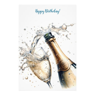 Bubbly champagne Happy Birthday Fotodruck