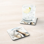 Bubbly champagne Happy Birthday Getränkeuntersetzer (Rechte Seite)