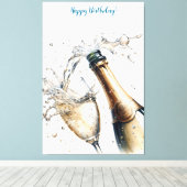 Bubbly champagne Happy Birthday Leinwanddruck (Insitu (Holzboden))