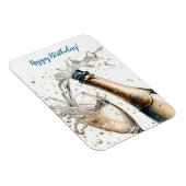 Bubbly champagne Happy Birthday Magnet (Rechte Seite)