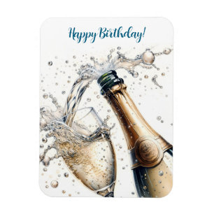 Bubbly champagne Happy Birthday Magnet
