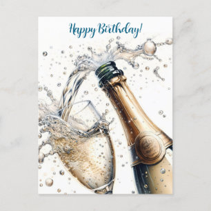 Bubbly champagne Happy Birthday Postkarte