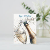 Bubbly champagne Happy Birthday Postkarte (Stehend Vorderseite)