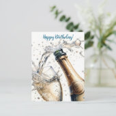 Bubbly champagne Happy Birthday Postkarte (Stehend Vorderseite)