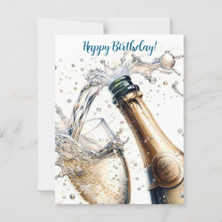 Bubbly champagne Happy Birthday Postkarte