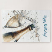 Bubbly champagne Happy Birthday Puzzle (Horizontal)