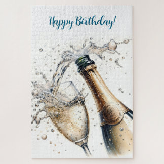 Bubbly champagne Happy Birthday Puzzle