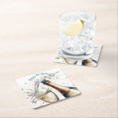 Bubbly champagne Happy Birthday Rechteckiger Pappuntersetzer (Vor Ort)