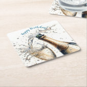 Bubbly champagne Happy Birthday Rechteckiger Pappuntersetzer (angewinkelt)