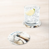 Bubbly champagne Happy Birthday Runder Pappuntersetzer (Vor Ort)