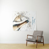 Bubbly champagne Happy Birthday Wandteppich (Beispiel (Horizontal))