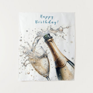 Bubbly champagne Happy Birthday Wandteppich