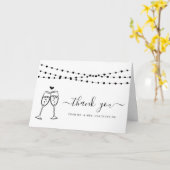 Bubbly Champagne Toast & String Lights Vielen Dank Karte (Gelbe Blume)