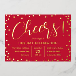 Bubbly Cheer Foil Holiday Party Einladung