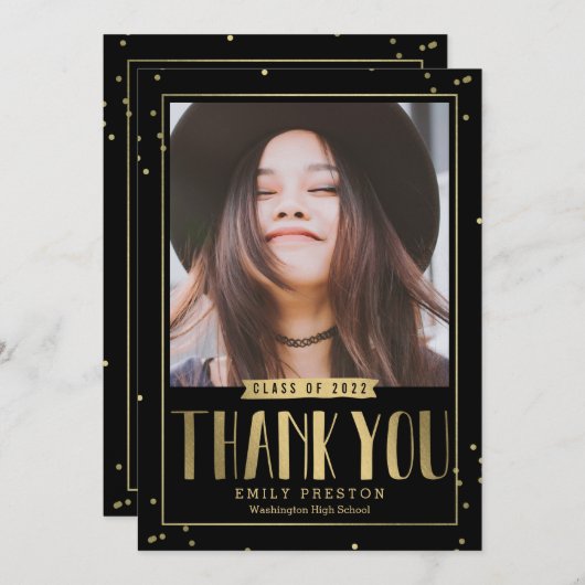 Bubbly Chic Abschluss Vielen Dank Note Card Dankeskarte (Vorne/Hinten)