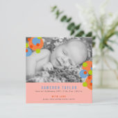 Bubbly Circles Baby Girl Foto Geburtsankündigung Ankündigung (Stehend Vorderseite)