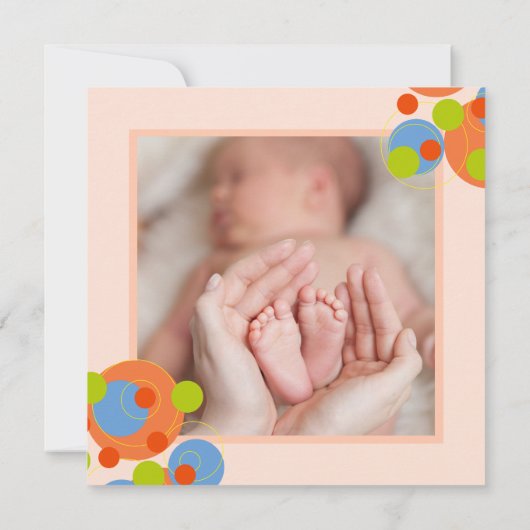 Bubbly Circles Baby Girl Foto Geburtsankündigung Ankündigung (Rückseite)