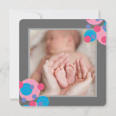Bubbly Circles Baby Girl Foto Geburtsankündigung Ankündigung (Rückseite)