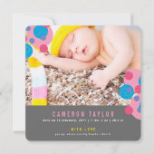 Bubbly Circles Baby Girl Foto Geburtsankündigung Ankündigung (Vorderseite)