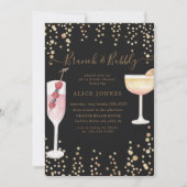 Bubbly Cocktails Gold Glitzer Bridal Brunch Einladung (Vorderseite)