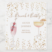 Bubbly Cocktails Gold Glitzer Bridal Brunch Invita Weinetikett (Einzelnes Label)