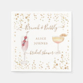 Bubbly Cocktails Gold Glitzer Bridal Brunch Serviette (Vorderseite)