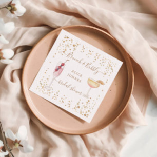 Bubbly Cocktails Gold Glitzer Bridal Brunch Serviette