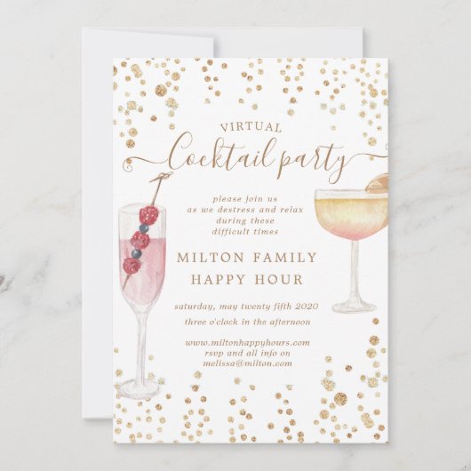 Bubbly Cocktails Virtual Cocktail Party Einladung (Vorderseite)