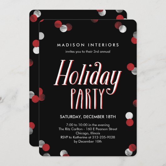 Bubbly Corporate Holiday Party Einladung (Vorne/Hinten)