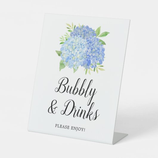 Bubbly & Drinks Brautparty Blue Hydrangea Bar Sockelschild (Vorderseite)