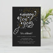 Bubbly Flasche | SILVESTER PARTY EINLADUNG (Stehend Vorderseite)