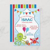 Bubbly Fun Under Sea First Birthday Party Einladung (Vorne/Hinten)