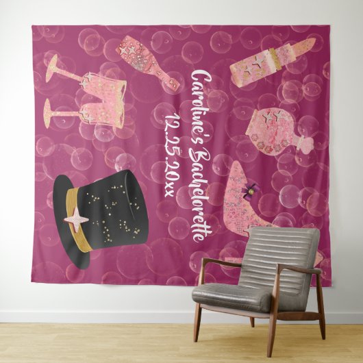 Bubbly Glitzer Champagne Junggeselinnen-Abschied T Wandteppich (Beispiel (Horizontal))