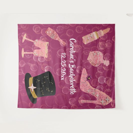 Bubbly Glitzer Champagne Junggeselinnen-Abschied T Wandteppich (Vorderseite (Horizontal))