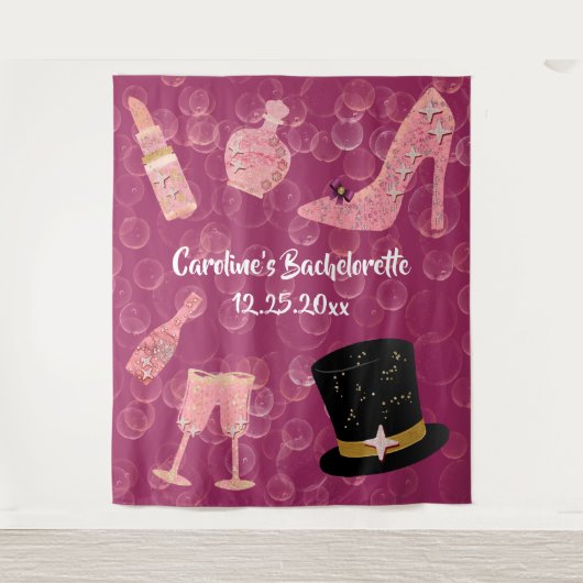 Bubbly Glitzer Champagne Junggeselinnen-Abschied T Wandteppich (Vorderseite)