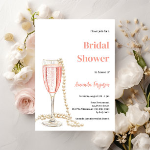 Bubbly Lunch Prosecco Perlen rosa Brautparty Einladung