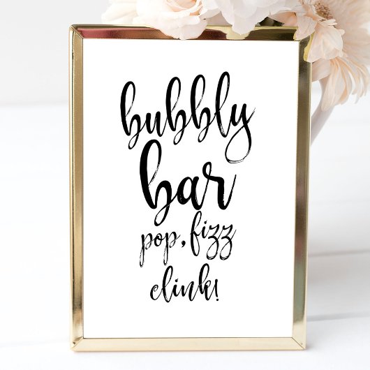 Bubbly Mary Bar Affordable Wedding Sign Einladung