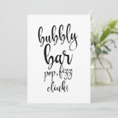 Bubbly Mary Bar Affordable Wedding Sign Einladung (Stehend Vorderseite)