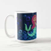 Bubbly Mermaid in Green and Blue in Monlit Ocean Kaffeetasse (Links)