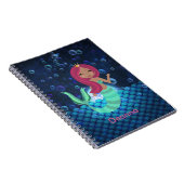 Bubbly Mermaid in Green and Blue in Monlit Ocean Notizblock (Rechte Seite)