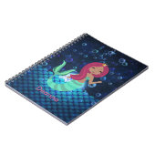 Bubbly Mermaid in Green and Blue in Monlit Ocean Notizblock (Linke Seite)