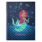 Bubbly Mermaid in Green and Blue in Monlit Ocean Notizblock (Vorderseite)