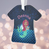 Bubbly Mermaid in Green and Blue in Monlit Ocean Ornament