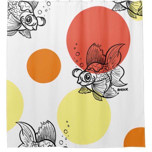 Bubbly Mit Augen Goldfish Duschvorhang (Vorderseite)