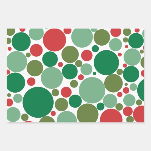 Bubbly Mod Dots Retro Weihnachtsmuster Rot Grün Geschenkpapier Set (Vorderseite 3)