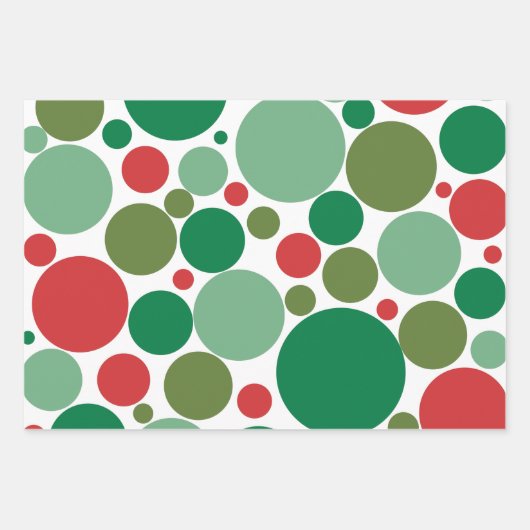 Bubbly Mod Dots Retro Weihnachtsmuster Rot Grün Geschenkpapier Set (Vorderseite 2)