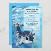 Bubbly Narwhal Baby Shower Einladung (Vorne/Hinten)