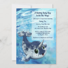Bubbly Narwhal Baby Shower Einladung